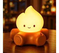 SEESUU Veilleuse LED feu de camp, veilleuse pour enfants, décoration d'Halloween, lampe rechargeable à intensité variable en continu, 2 modes : lumière de bougie et lumière jaune chaude, cadeau