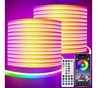 segrass Bande LED Néon 30 m avec télécommande et commande APP, IP65 étanche, bande LED RGB flexible 24V, bande LED néon applicable pour la chambre et la décoration extérieure (2 rouleaux de 15 m)