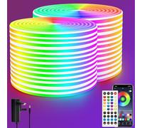 Segrass Ruban LED 30 m, télécommande, commande APP, bande LED néon RGB flexible étanche IP65, lampe à ruban LED 24 V pour la décoration intérieure et extérieure (2 rouleaux de 15 m)