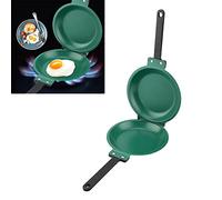 Segutage Double Sided Pancake, Revêtement en Acier Poêle Verte, Antiadhésive avec Rabattable Poêle pour Omelette Pain Au Four Fromage