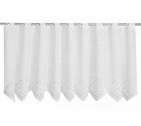 Sehlbach Rideau de bistrot Jacquard Losanges, Blanc, 110 x 50 cm Rideau de bistrot, Design élégant, Tissu Transparent, Facile à Poser, Motif géométrique