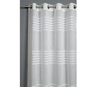 Sehlbach Rideau prêt à Poser avec œillets, Rayures 3-D, Blanc, 140 x 245 cm Rideaux, Oeko-Tex Certifié, Opaque, Translucide, Pose Facile, Ruban de raccourcissement Inclus
