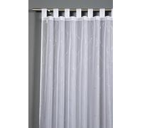 Sehlbach Rideau prêt à Poser avec Passants, Voile avec imprimé Foil, Blanc, 140 x 245 cm Rideau, Imprimé Foil élégant, Décoration Simple, Certifié Oeko-Tex, Translucide