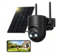 SEHMUA Camera Solaire Exterieur WiFi sans Fil Wi-FI 2,4 GHz et 5 GHz | PIR Détection Humaine,Vision Nocturne Couleur,Audio Bidirectionnel，360° PTZ, , IP66 Surveillance WiFi Exterieure