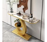 SEIFE Console Moderne de Luxe en Pierre frittée avec Structure en métal, Table d'entrée étroite pour Salon, entrée, Couloir, Foyer(Gold,120cm/47.2in)
