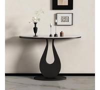 SEIFE Table Console d'Entrée Demi-Lune en Marbre avec Base en Métal, Table Décorative d'Entrée Demi-Cercle pour Hall, Table de Canapé pour Salon(Black 1,120cm/47.2in)