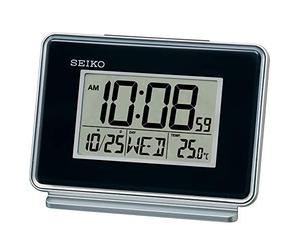 Seiko - Horloge LCD Double Alarme, Fonction Calendrier, Noir, 6 x 12 x 8 cm