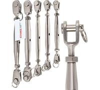 Seilwerk STANKE 1x M6 Tendeur à lanterne chape-chape en acier inoxydable 93 mm, Tendeur à cage manille-manille pour les câbles d’acier