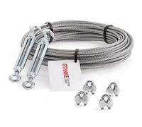 Seilwerk STANKE Câble d’acier galvanisé 50m diamètre 3mm 6x7, 2x Tendeur M5 Œil-Crochet, 4x Serre-câble à étrier - SET 4