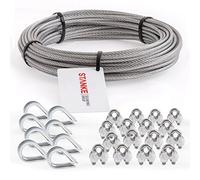 Seilwerk STANKE Câble d’acier galvanisé 50m diamètre 8mm 6x19, 8x Cosse-cœur, 16x Serre-câble à étrier - SET 3