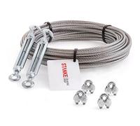 Seilwerk STANKE Câble d’acier inoxydable V4A, 20m diamètre 5mm 7x19, 2x Tendeur M10 Œil-Crochet en acier galvanisé, 4x Serre-câble à étrier V4A - SET 4
