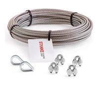 Seilwerk STANKE Câble d’acier inoxydable V4A, 5m, diamètre 5mm 7x7, 2x Cosse-cœur V4A, 4x Serre-câble à étrier V4A - SET 1