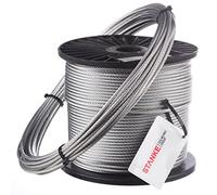 Seilwerk STANKE Câble d'Acier Galvanisé DIN Corde Forestière Corde de Levage Câble de Treuil 6x7+FC 2 mm 60 m