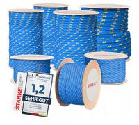Seilwerk STANKE Corde polypropylène Bleue avec Fils marqueurs Jaunes 2mm 15 m - Ficelle Jardin pour Attacher Les tomates - Corde extérieur de Camping - Cordelette résistante aux UV