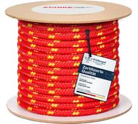 Seilwerk STANKE Corde polypropylène rouge avec fils marqueurs jaunes 16mm 30 m - Corde à linge extérieur, pour attacher la tente - Cordeau pour le jardin extérieur, la pêche, la survie