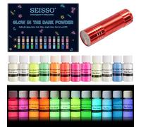 SEISSO 12 Couleurs Peinture Fluorescente, Colorant Resine Epoxy Lumineuse | Poudre De Mica Lumineuse Set Avec Lampe Uv, Idéal Pour Les Projets De Bricolage, 240G (12 × 20G）