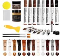 SEISSO 36 pcs Kit Reparation Parquet, 100 g Mastic à Bois à Base d'eau | 12 Couleurs Bouche-pores Pour Bois, 8 Couleurs feutre retouche bois, 8 Couleurs crayon de cire, Huile De Cire