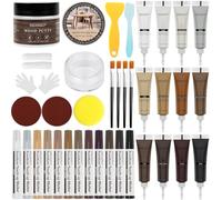 SEISSO 39 Pièces Kit Reparation Parquet, Mastic Bois Blanc | 12 Couleurs Feutre Retouche Bois, 12 Couleurs Bouche-Pores Pour Bois, Huile De Cire, Pour Les Meubles En Bois, Les Planchers