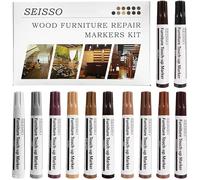 SEISSO Marqueurs De Réparation Pour Meubles En Bois 12 Couleurs Kit pour Réparer Rayures, Éraflures et Dégâts sur Tous Types de Surfaces en Bois
