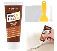 SEISSO Mastic à Bois Blanc en Tube, Buse Fine, 120 g | Embout précis pour reboucher trous et fissures; pâte ponçable et peignable, avec spatule et 2 feuilles abrasives incluses