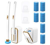 Seivunol Brosse de Toilette Jetable, Brosse WC Jetable avec 48 Recharges Nettoyantes en Mousse, Suspendu Disposable Toilet Brush avec Manche et Support, pour Salle de Bain, Lavabo, Baignoire