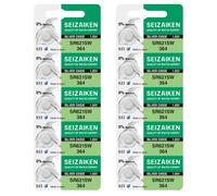 Seizaiken 364 SR621SW Lot de 10 piles pour montre à l'oxyde d'argent 1,55 V 0 % Hg fabriquées au Japon par Seiko