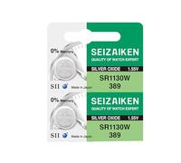 Seizaiken 389 SR1130W Pile pour montre en oxyde d'argent 1,55 V 0 % Hg (2 piles) Fabriqué au Japon par Seiko
