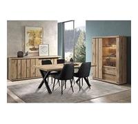 Séjour avec Table 170 Piétement X Effet Claustra Finition Canyon - PHILEAS - ALTOBUY Marron G