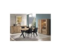 Séjour avec Table 200 Piétement X Effet Claustra Finition Canyon - PHILEAS -