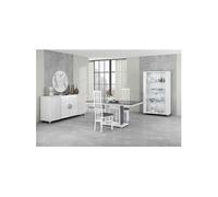 Séjour Complet avec Table 160cm Effet Pierre + Leds - MARIKA -