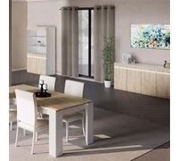 Séjour Complet avec Vitrine 2P Laqué Blanc Brillant Aspect Bois - CHRIS OAK - ALTOBUY Marron G