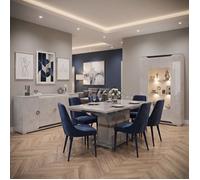 Séjour complet avec vitrine aspect ciment et anthracite - LIBECCIO