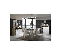 Séjour Complet Table + Buffet 4P Blanc Laqué Niches Aspect Bois Cadiz - ARTURO - ALTOBUY Blanc G