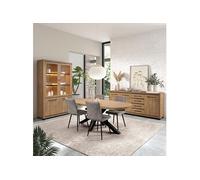 AltoBuy Séjour Complet Table + Buffet + vitrine Aspect Bois Finition Houston Oak - VASALY