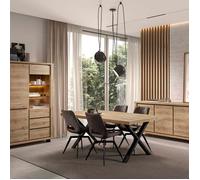ALTOBUY Ensemble séjour complet URIDSON - Table repas 200cm, buffet, argentier - aspect bois Hudson Oak Marron Marron
