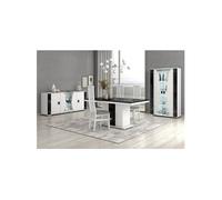 Séjour Complet Table Repas + Buffet + Vitrine 2 Portes Eclairage Led intégré - ARIANE -