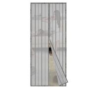 Sekey 100 x 210cm Moustiquaire pour Portes, Avancée Rideau Magnétique Anti-insectes pour Balcon, Cave, Terrasse, Montage Facile à Coller, Kit d'installation Complet, Gris