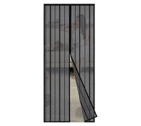 Sekey 110 x 210cm Rideau magnétique de porte moustiquaire pour portes en bois, fer, aluminium et balcon. Facile à installer Noir