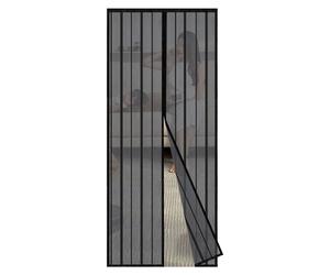 Sekey 110 x 210cm Rideau magnétique de porte moustiquaire pour portes en bois, fer, aluminium et balcon. Facile à installer Noir