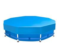 Sekey Bache Piscine Ronde 366cm-Spéciale Piscines à Cadre Métallique Rond |avec Lanières Ajustables et Bande Auto-agrippante |Antivent et Anti-Poussière |Toile Dense Résistante aux Déchirements |Bleu