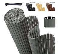 Sekey Brise Vue Balcon, Canisse PVC avec Serre-Câbles, Solide Opaque Imperméable Brise-Vue Jardin Clôture, Facile à Poser, 90 x 300 cm, Gris