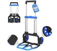Sekey Diable Pliable 150 Kg - Extrêmement Stable Et Résistant - Cadre En Aluminium Renforcé - Plate-Forme Antidérapante XXL - Pliage En 1 Seconde - Hauteur Réglable - Chariot De Transport Avec Poignée