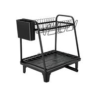 Sekey Egouttoir Vaisselle 2 Niveaux - Gain de Place, Porte-Couverts, Résistant à la Rouille et Sécurité Alimentaire, Design Noir pour Évier et Plan de Travail
