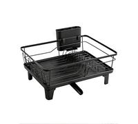 Sekey Egouttoir Vaisselle - Égouttoir de Cuisine Compact avec Porte-Couverts et Bac, Noir Acier Inoxydable pour Évier, Gain de Place et Montage Rapide