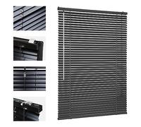Sekey Klemmfix Store vénitien pour fenêtre Suspendue - Lamelles en Aluminium 25 mm - avec perçage - Matériel de Montage Inclus - Store vénitien en Aluminium sans perçage - 95 x 160 cm - Noir