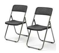 Sekey Lot de 2 chaises de Jardin Pliantes en rotin - 200 kg - 46 x 53 x 84 cm - Imperméables - Noir
