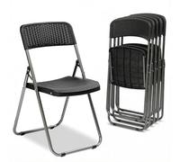 Sekey Lot de 6 chaises de Jardin Pliantes en rotin - 200 kg - 46 x 53 x 84 cm - Imperméables - Noir