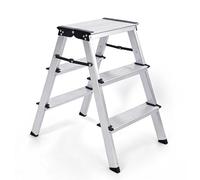 Sekey Marchepied 3 Marches Aluminium, Escabeau Escamotable Accessible des Deux côtés, Marches Anti-Glissantes, Usage Intérieur & Foyer, Certifié TÜV SGS EN131 EN14183, Capacité supportée 150 kg