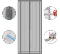 Sekey Moustiquaire porte balcon 130×220cm, Moustiquaire porte découpable（110/120×220cm 110/120/130x210cm), Moustiquaire porte magnétique Rideau, Gris