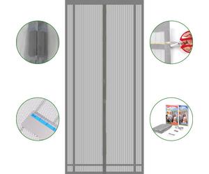 Sekey Moustiquaire porte balcon 130×220cm, Moustiquaire porte découpable（110/120×220cm 110/120/130x210cm), Moustiquaire porte magnétique Rideau, Gris
